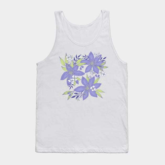 Calming Clematis Tank Top by Jacqueline Hurd